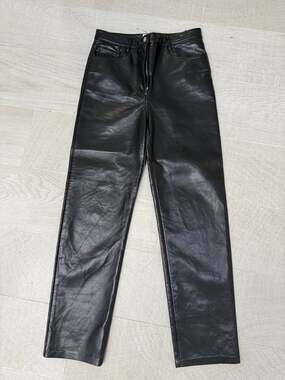 Wilfred Melina Black Leather-High Rise Straight Leg Size 8